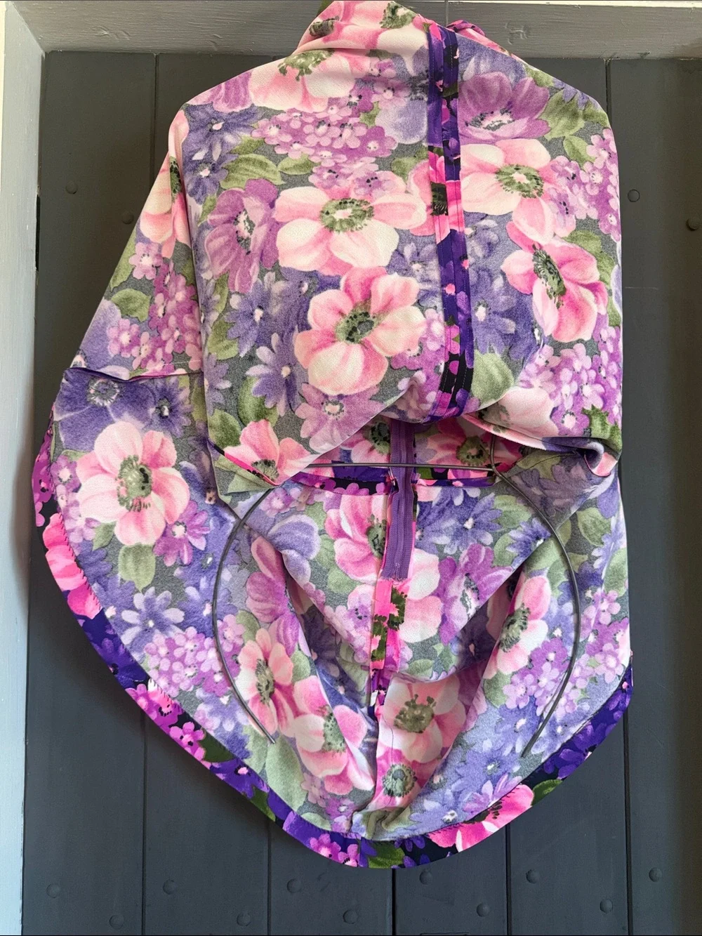 Vintage Purple and Pink Floral Midi Dress - Picture 7 of 11